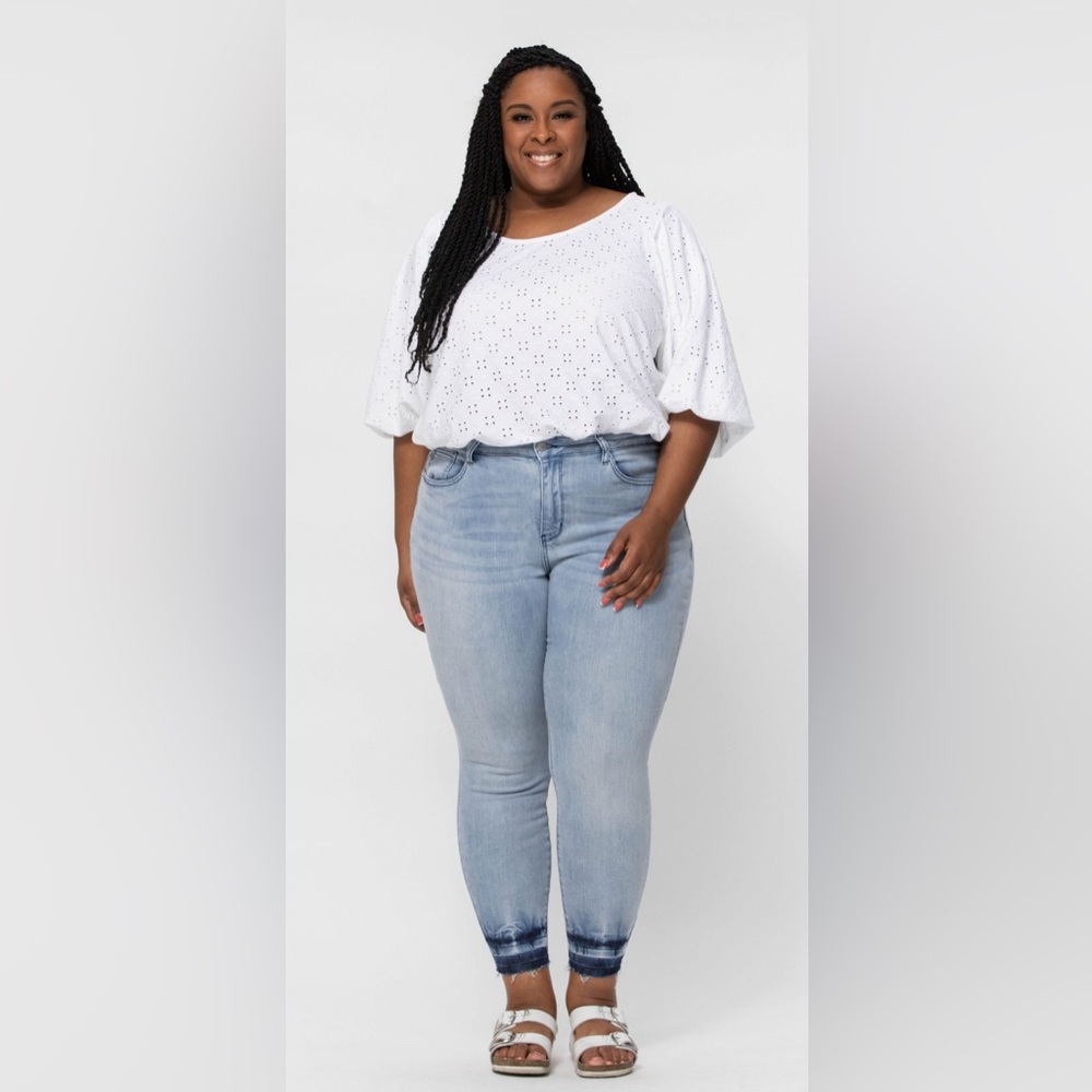 Judy Blue Retail $75 TIE DYE & RELEASE HEM SKINNY Jeans
